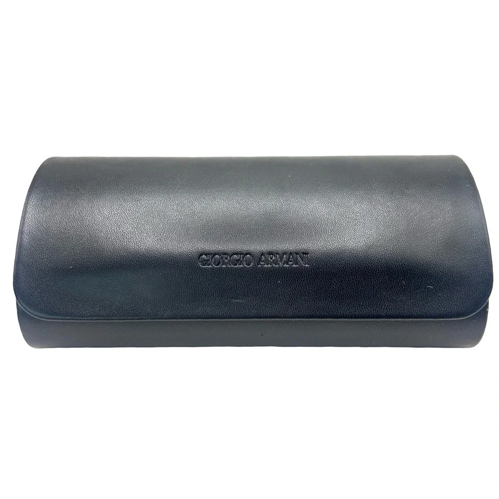 Giorgio Armani Black Faux Leather Semi Rigid Sunglass Eyeglass Case Logo